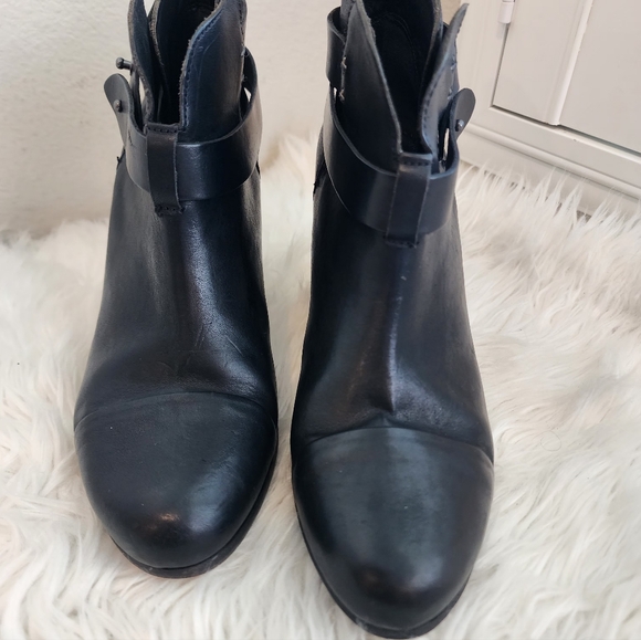 RAG & BONE HARROW LEATHER HEEL BOOTIES ROUND TOE BLACK SZ 39/8.5 - Picture 8 of 14